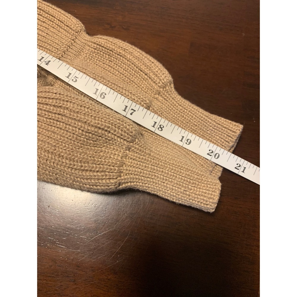 KIRUNDO XL Tan Ribbed Tiered Puff Sleeve Crewneck Sweater Pullover - Picture 7 of 8